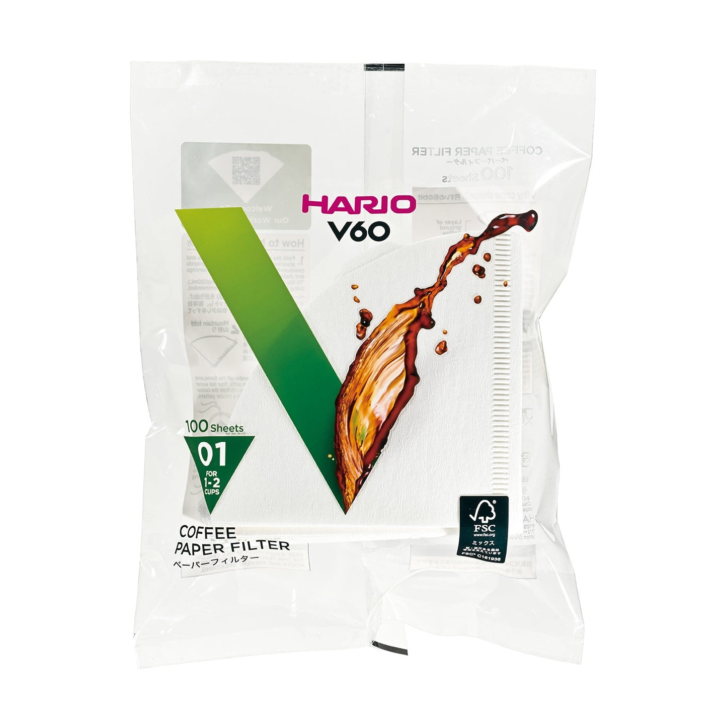 HARIO V60 FILTRI, 100 kos